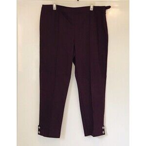 St. John Dress Pants Plum Mulberry  Sz 16 High Rise Side Zip Ankle Button Detail